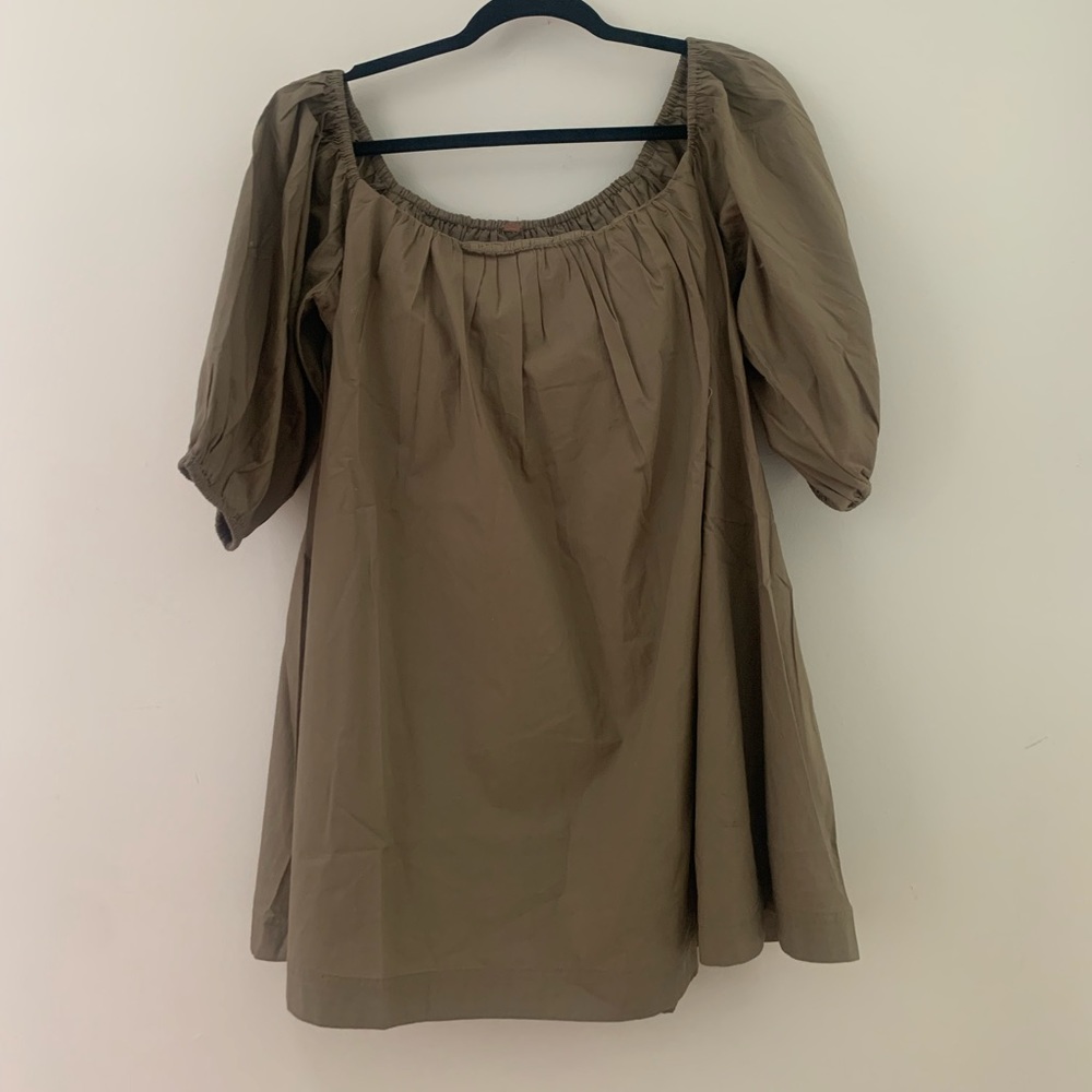 Free people puff sleeves off shoulder mini dress